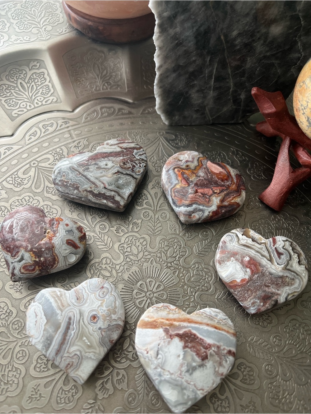 Crazy lace agate heart - Picture 3 of 3